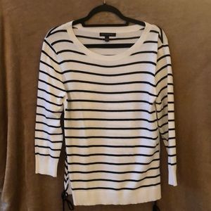 Banana Republic White with Black Stripes Sweater